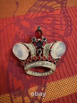 Vintage Crown Trifari Jelly Belly Coronation Crown Brooch 2 W Tag