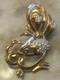 Vintage Crown Trifari Mother Goose Rhinestone Brooch Red Glass Eye 2 Excellent