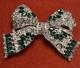 Vintage Crown Trifari Signed Alfred Philippe Rhodium Plated Green Crystal Bow