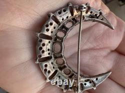 Vintage Crown Trifari Sterling Silver Crescent Moon Brooch Alfred Philippe