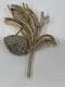 Vintage Crown Trifari gold tone Alfred Philippe'Egrets' pave pinecone Brooch