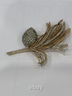 Vintage Crown Trifari gold tone Alfred Philippe'Egrets' pave pinecone Brooch