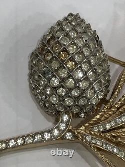 Vintage Crown Trifari gold tone Alfred Philippe'Egrets' pave pinecone Brooch