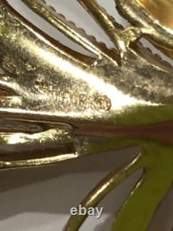 Vintage Crown Trifari gold tone Alfred Philippe'Egrets' pave pinecone Brooch