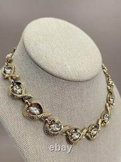 Vintage Crown Trifari necklace bracelet set pat pend Alfred Philippe gold tone