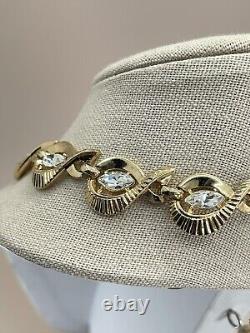Vintage Crown Trifari necklace bracelet set pat pend Alfred Philippe gold tone