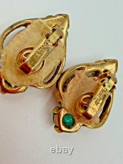 Vintage Earrings Clip On Trifari Coronation Alfred Philippe Teardrop Cabochon