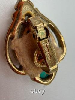 Vintage Earrings Clip On Trifari Coronation Alfred Philippe Teardrop Cabochon