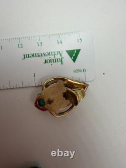 Vintage Earrings Clip On Trifari Coronation Alfred Philippe Teardrop Cabochon