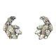 Vintage Earrings Crown Trifari Alfred Philippe Flower AB Clear Crystal Clip-On