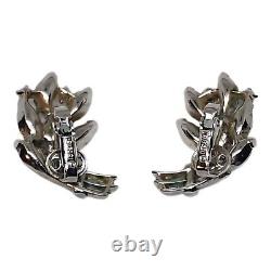 Vintage Earrings Crown Trifari Alfred Philippe Flower AB Clear Crystal Clip-On