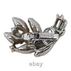 Vintage Earrings Crown Trifari Alfred Philippe Flower AB Clear Crystal Clip-On