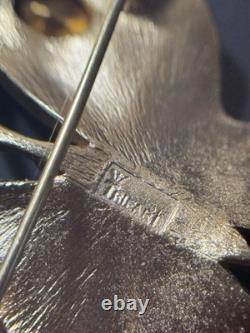 Vintage Gold Tone Crown Trifari Alfred Philippe Butterfly Rhinestone Brooch