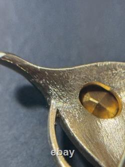 Vintage Gold Tone Crown Trifari Alfred Philippe Butterfly Rhinestone Brooch