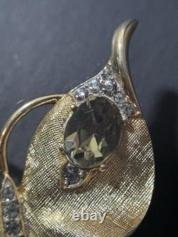 Vintage Gold Tone Crown Trifari Alfred Philippe Butterfly Rhinestone Brooch