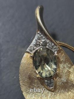 Vintage Gold Tone Crown Trifari Alfred Philippe Butterfly Rhinestone Brooch