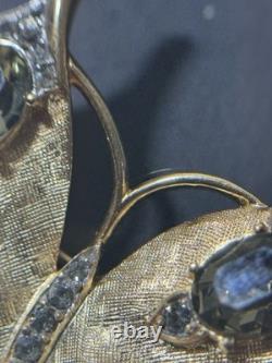 Vintage Gold Tone Crown Trifari Alfred Philippe Butterfly Rhinestone Brooch