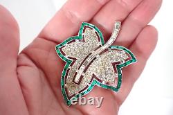 Vintage Green Jeweleaf Maple Leaf Brooch Alfred Philippe Crown Trifari