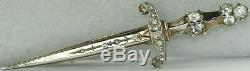 Vintage Large Trifari Sterling Silver Rhinestone Sword Pin Alfred Philippe