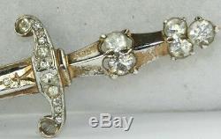 Vintage Large Trifari Sterling Silver Rhinestone Sword Pin Alfred Philippe