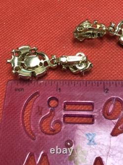 Vintage Nos Crown Trifari Philippe Gold Tone Pastel Muticolored Clip On Earrings