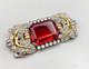 Vintage Philippe Trifari Empress Eugenia Series Huge Octagon Red Stone Brooch
