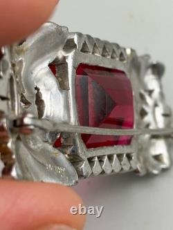 Vintage Philippe Trifari Empress Eugenia Series Huge Octagon Red Stone Brooch