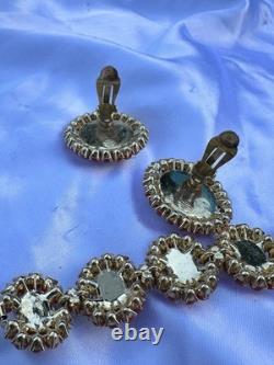 Vintage Pre-1955 Crown Trifari Coral Color Faux Pearl Bracelet & Earrings Set