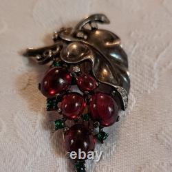 Vintage Rare 1955 Sterling Trifari By Alfred Philippe Grape Fur Clip Brooch