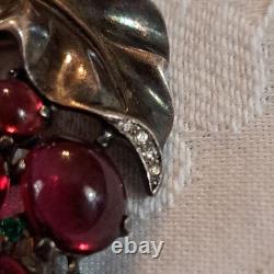 Vintage Rare 1955 Sterling Trifari By Alfred Philippe Grape Fur Clip Brooch
