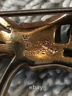 Vintage Rare Crown Trifari Alfred Philippe Hallmarked Brooch Pin
