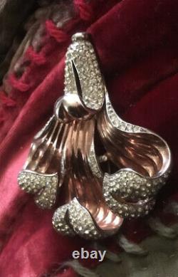 Vintage Sculptural 3x 3 + Large Crown Trifari Alfred Philippe Fur Clip 1930's