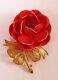 Vintage Signed Crown Trifari Brooch Pin Alfred Philippe Enamel Flower Rose