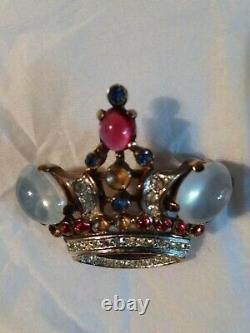 Vintage Signed Crown Trifari Coronation Crown Brooch Alfred Philippe 1944