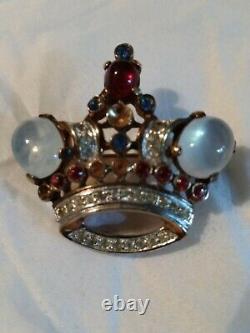 Vintage Signed Crown Trifari Coronation Crown Brooch Alfred Philippe 1944