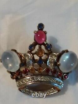 Vintage Signed Crown Trifari Coronation Crown Brooch Alfred Philippe 1944