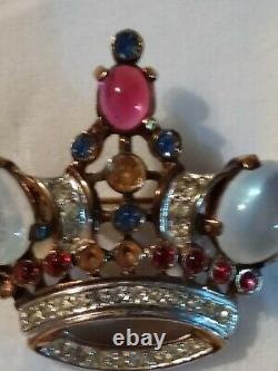 Vintage Signed Crown Trifari Coronation Crown Brooch Alfred Philippe 1944