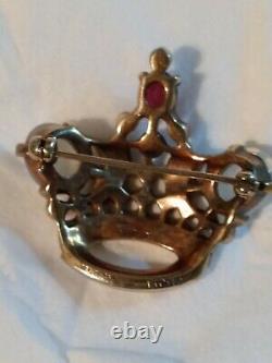 Vintage Signed Crown Trifari Coronation Crown Brooch Alfred Philippe 1944