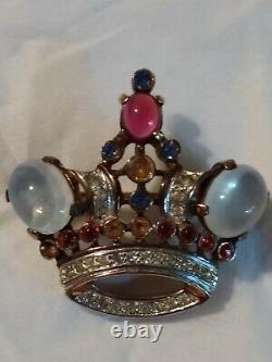 Vintage Signed Crown Trifari Coronation Crown Brooch Alfred Philippe 1944