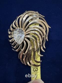 Vintage Signed Crown Trifari Pat. Pending Brooch Alfred Philippe Lgr 2 3/4 Mint
