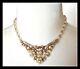 Vintage Signed Trifari Alfred Philippe Gold Tone Necklace Faux Pearls Rhinestone