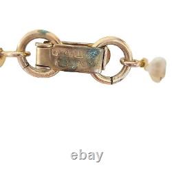 Vintage Signed Trifari Alfred Philippe Gold Tone Necklace Faux Pearls Rhinestone