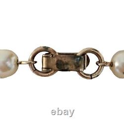 Vintage Signed Trifari Alfred Philippe Gold Tone Necklace Faux Pearls Rhinestone