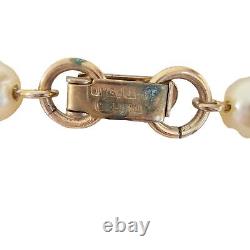 Vintage Signed Trifari Alfred Philippe Gold Tone Necklace Faux Pearls Rhinestone