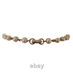 Vintage Signed Trifari Alfred Philippe Gold Tone Necklace Faux Pearls Rhinestone
