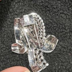 Vintage Signed Trifari Alfred Philippe Pave' Rhinestone Fur Clip Pin Rhodium