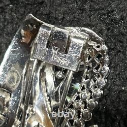 Vintage Signed Trifari Alfred Philippe Pave' Rhinestone Fur Clip Pin Rhodium