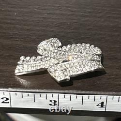 Vintage Signed Trifari Alfred Philippe Pave' Rhinestone Fur Clip Pin Rhodium