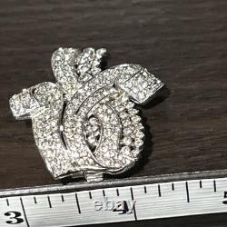Vintage Signed Trifari Alfred Philippe Pave' Rhinestone Fur Clip Pin Rhodium