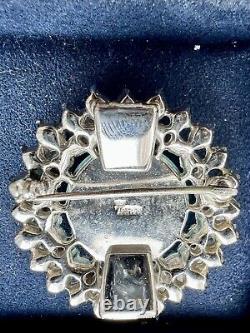 Vintage Signed Trifari Crown Faux Turquoise Brooch